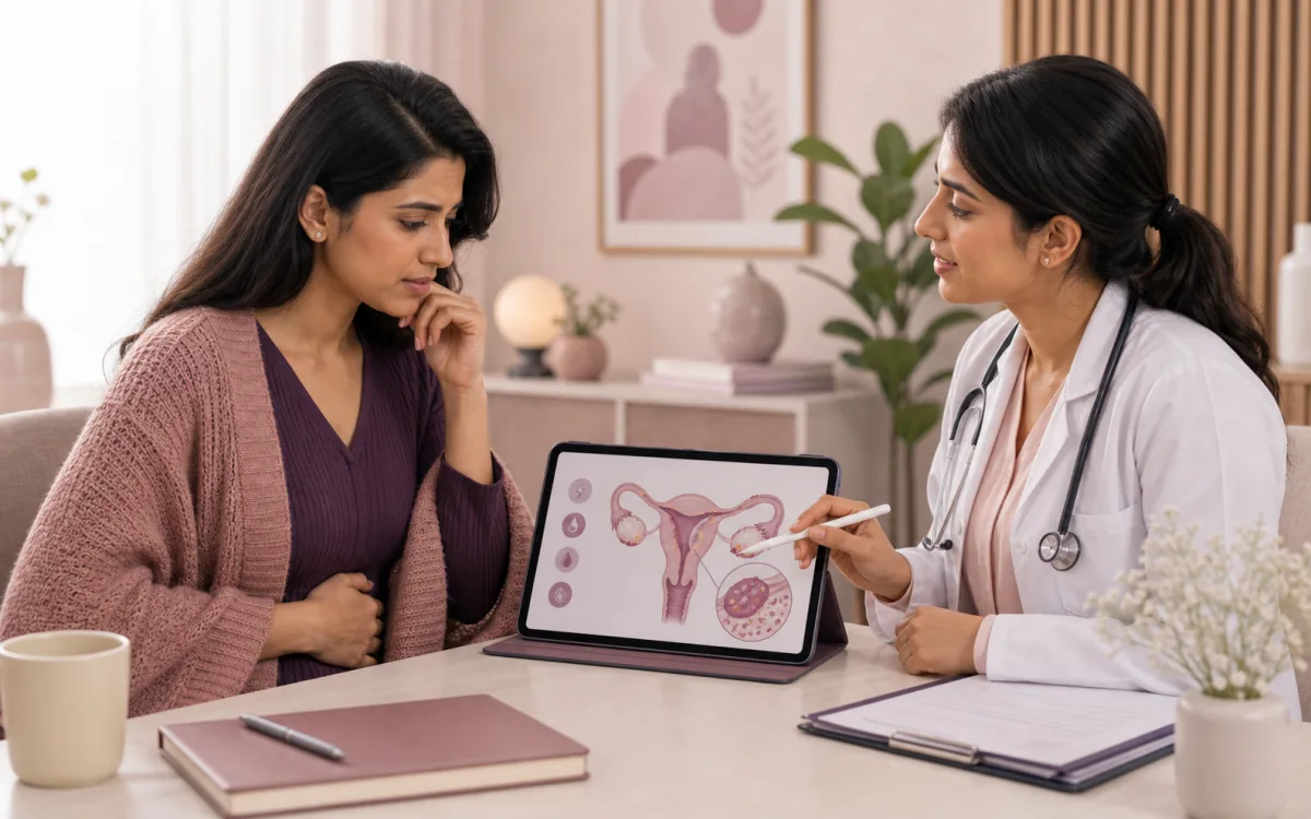 Doctor explaining period pain